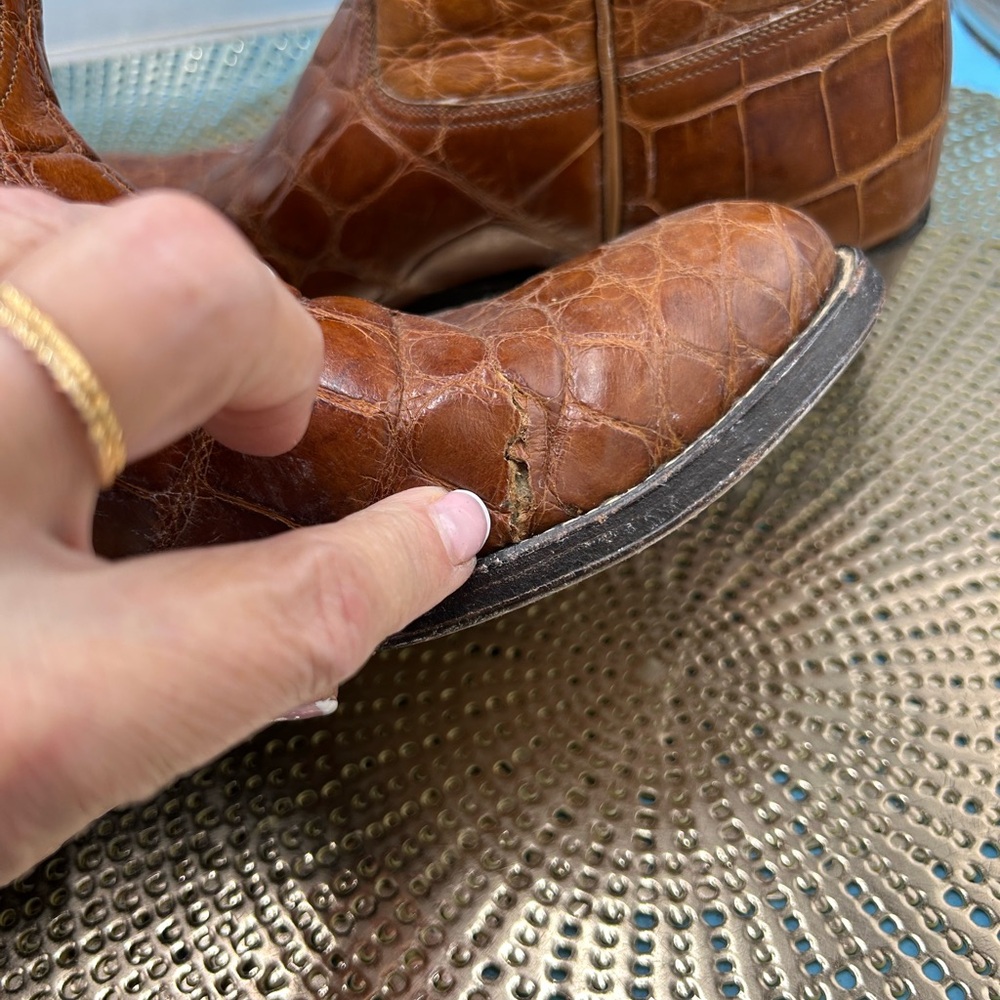 Handmade men 9 exotic croc print cowboy boots - Picture 7 of 12